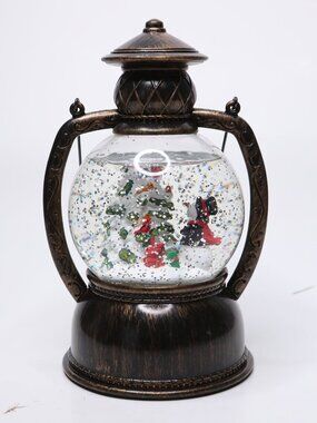 Christmas Snowman Lantern Snow Globe Electric Light Up Glitter Holiday Decor
